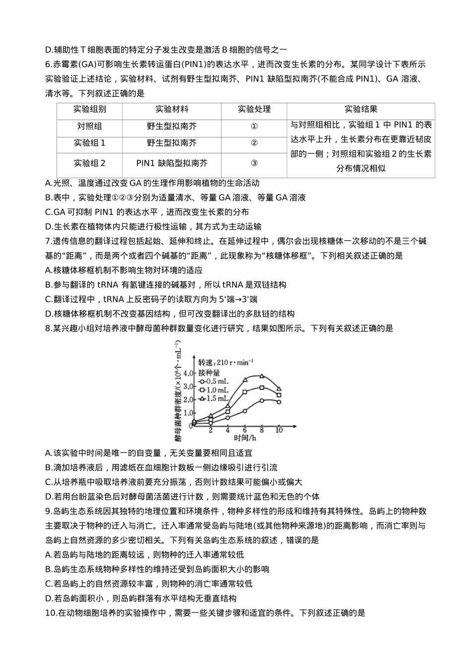 河北省邯郸市2023-2024学年高二下学期期末考试生物试题.docx_第2页