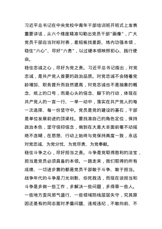 座谈会发言：党员干部要稳住“六心”尽好“六责”.docx