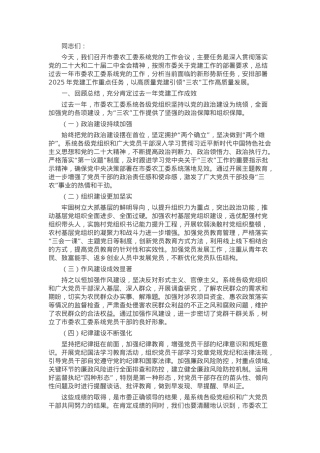 在2025年市委农工委系统党的工作会议上的讲话.docx