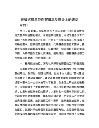 在被巡察单位巡察情况反馈会上的讲话.docx