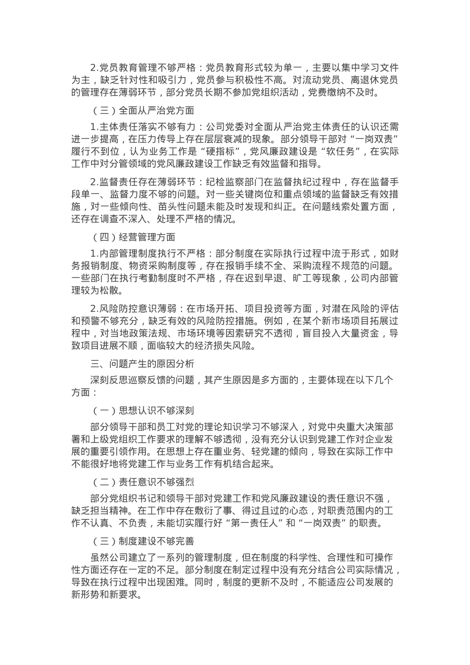 在公司党委巡察工作汇报会上的总结发言.docx_第2页