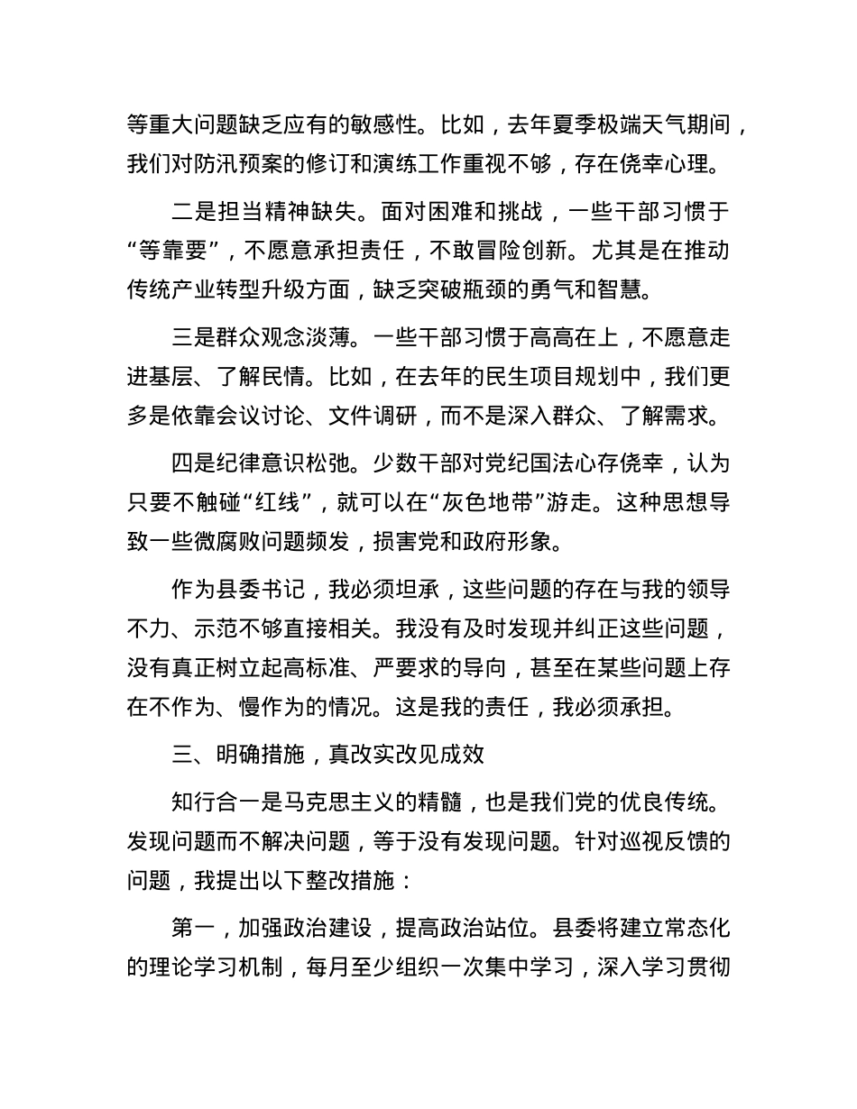 县委书记在2024年巡察整改专题民主生活会上的讲话.docx_第3页