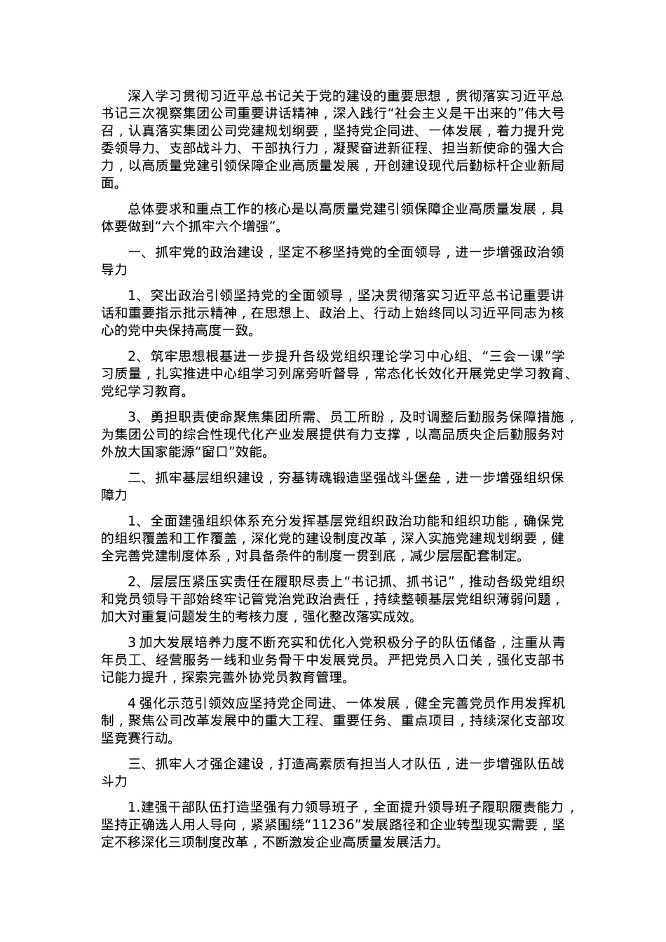 2025年公司党的建设工作要点.docx_第1页