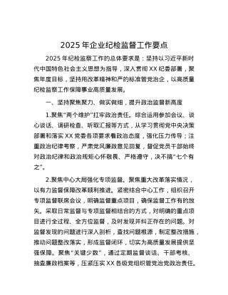 2025年企业纪检监督工作要点.docx