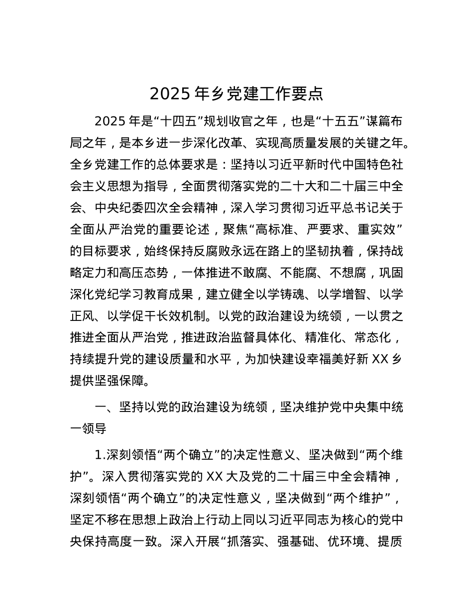 2025年乡X建工作要点.docx_第1页