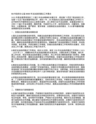 XX市政府办公室2025年法治政府建设工作要点.docx