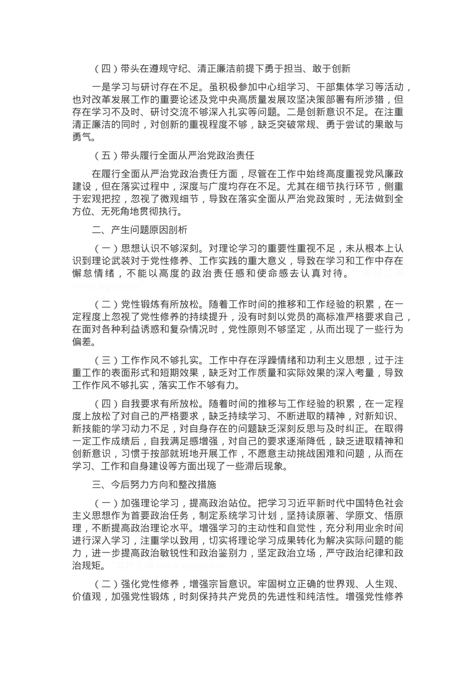 2024年度民主生活会班子成员对照检查材料.docx_第2页