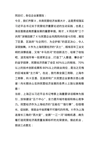 市政协副主席、市工商联主席在区促进民营经济高质量发展大会上的讲话.docx