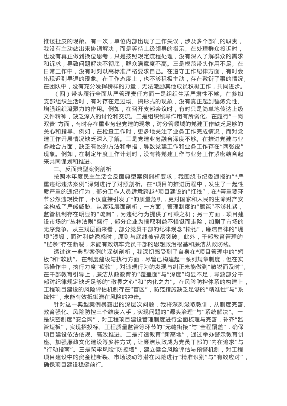 市直部门领导干部2024年度民主生活会、组织生活会对照检查发言提纲.docx_第2页