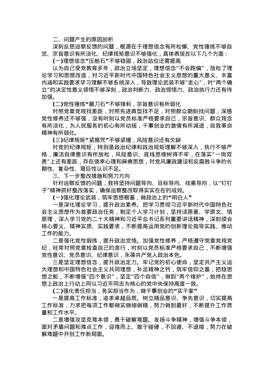 2024年度巡察整改专题民主生活会对照检查材料.docx_第2页