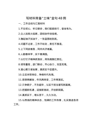 写材料常备“土味”金句48例.docx