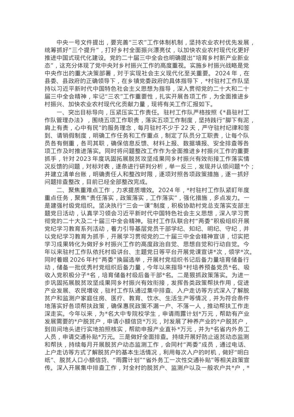 村驻村工作队2024年度工作总结.docx_第1页