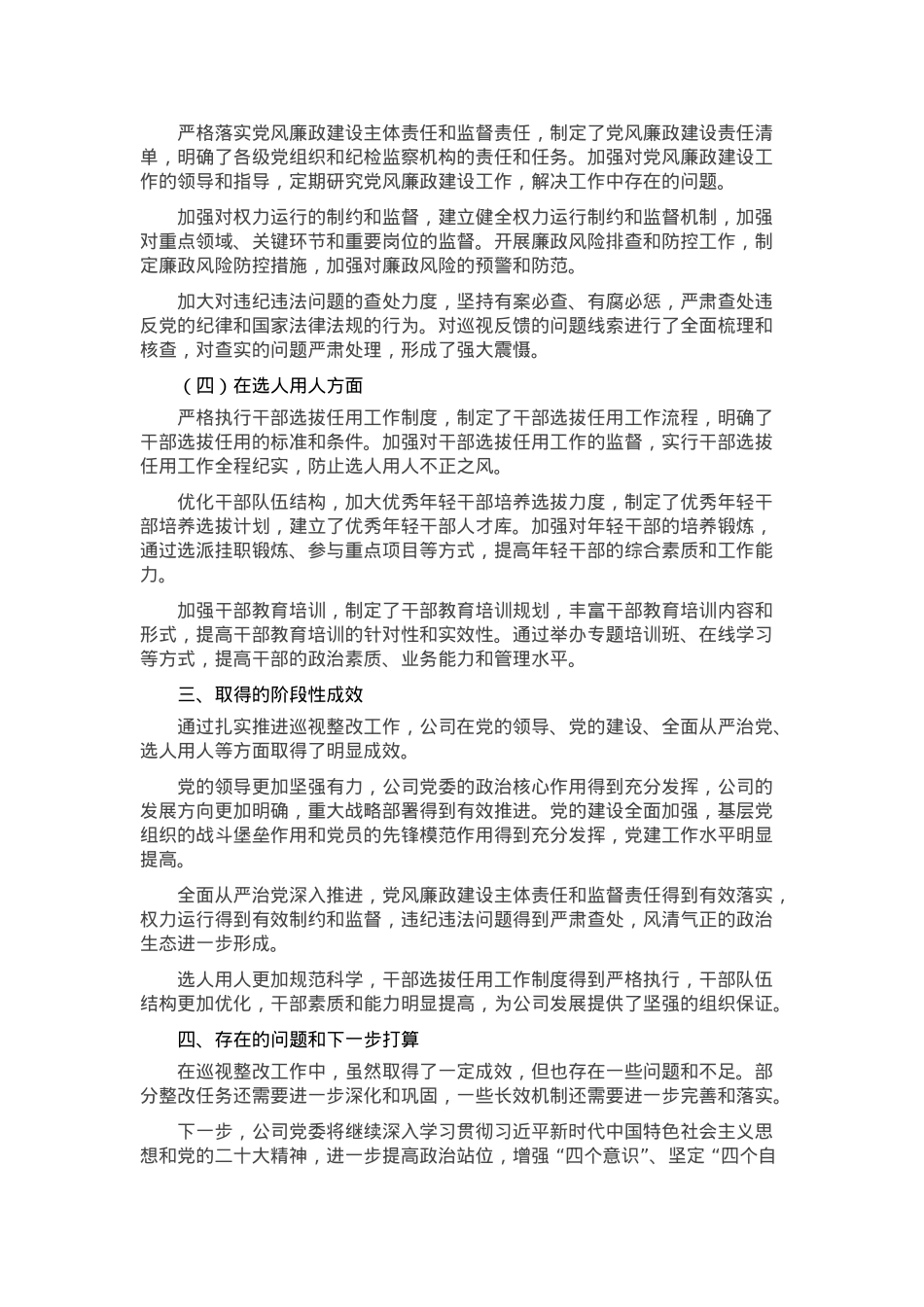 某国有企业党委落实中央巡视整改工作阶段性总结.docx_第2页