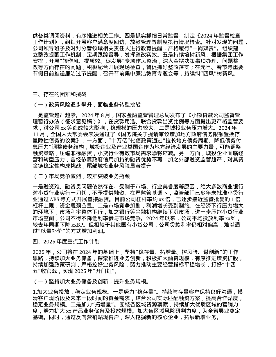 某某金融贷款公司2024年工作总结及2025年工作计划.docx_第3页