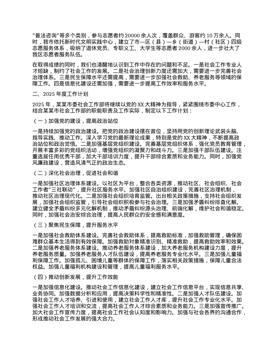 某某市委社会工作部2024年度工作总结和2025年度工作计划.docx_第2页