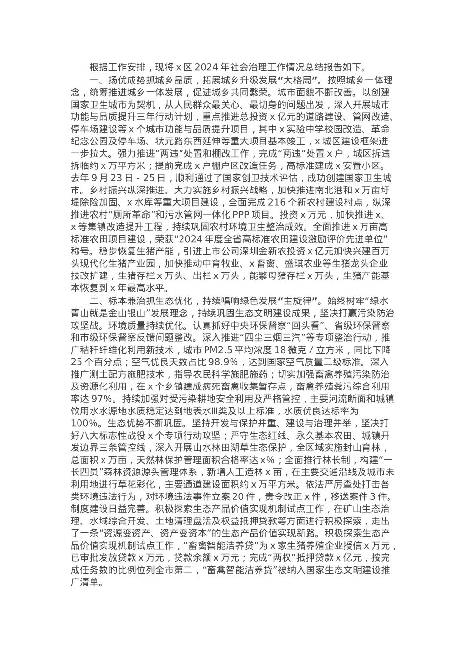 区2024年社会治理工作总结.docx_第1页