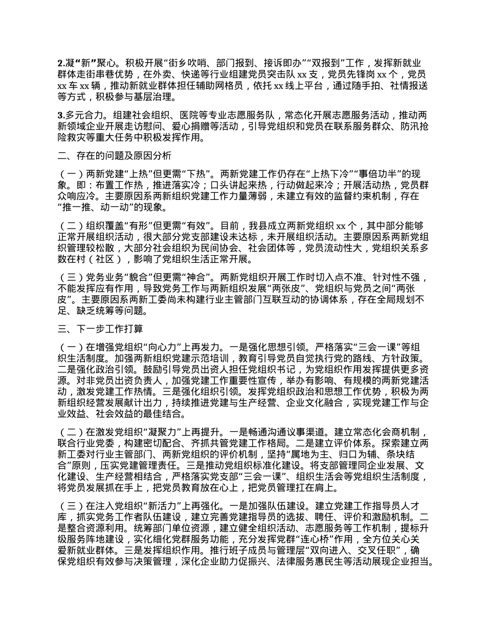 两新工委2024年度抓基层X建工作述职报告.docx_第2页