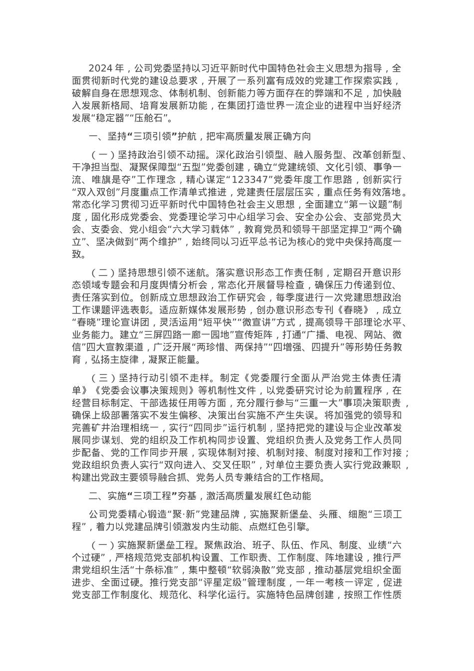 某国企党委2024年抓基层党建工作述职报告.docx_第1页