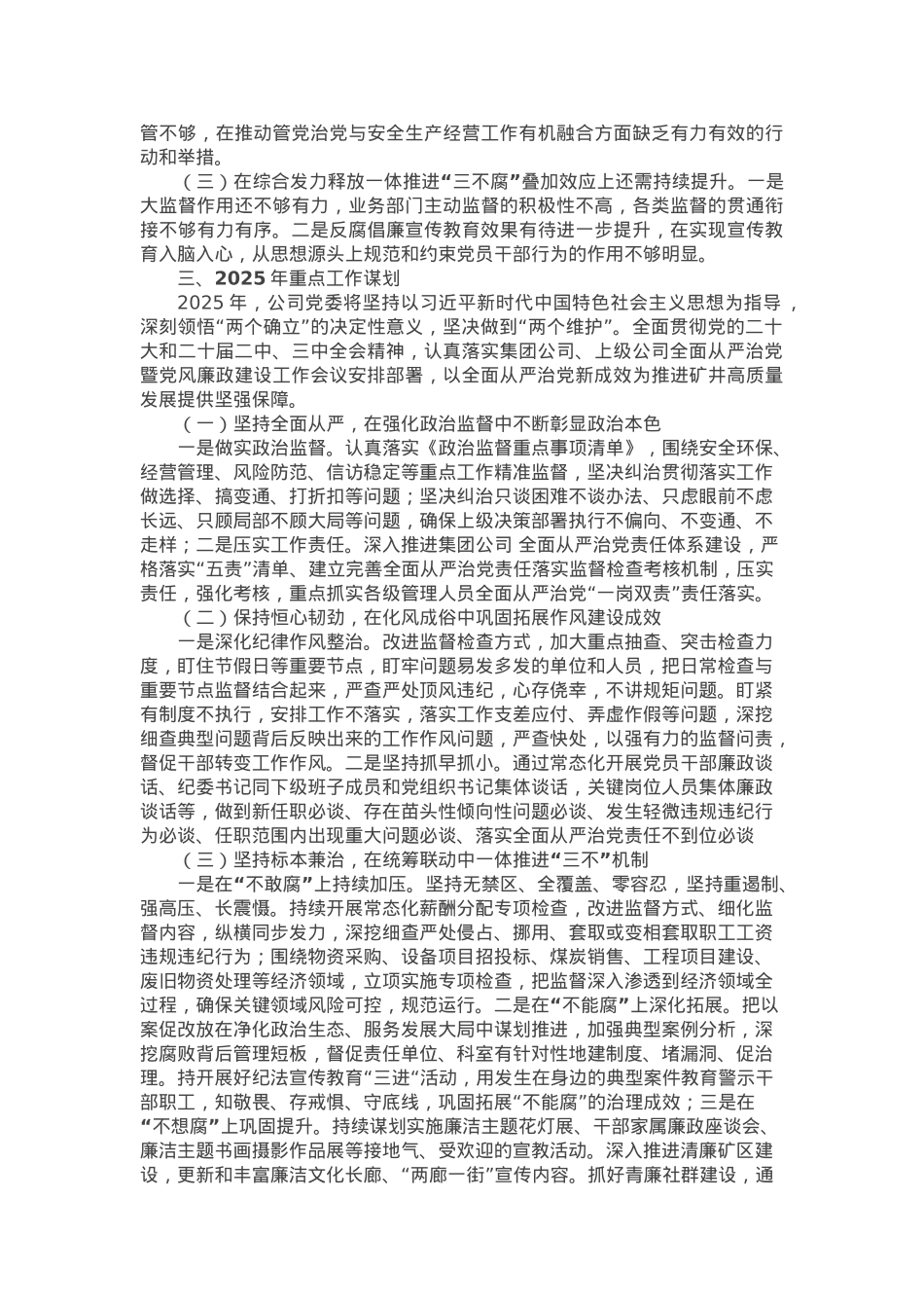 2024年度党委落实全面从严治党责任工作报告.docx_第3页