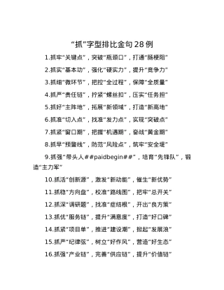 “抓”字型排比金句28例.docx