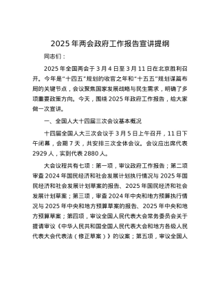 2025年两会政府工作报告宣讲提纲.docx