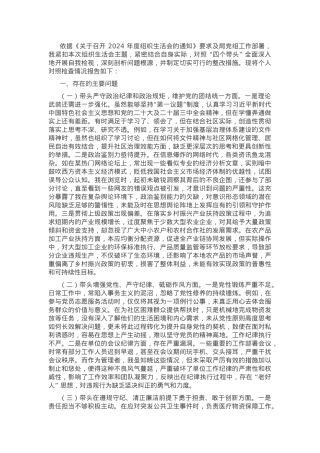 2024年度民主生活会、组织生活会对照检查发言提纲.docx