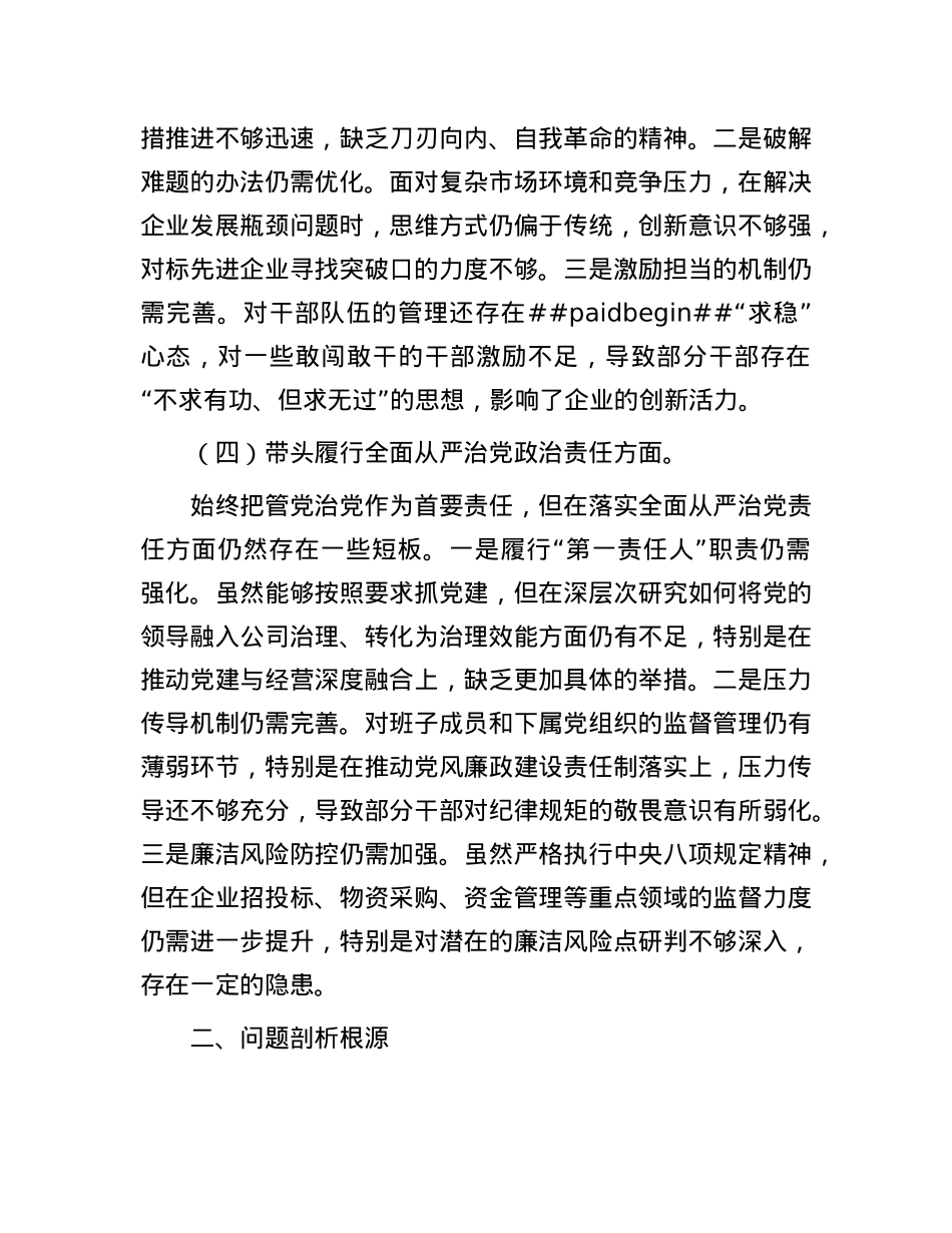 2024年度民主生活会个人检视发言材料（四个带头）.docx_第3页