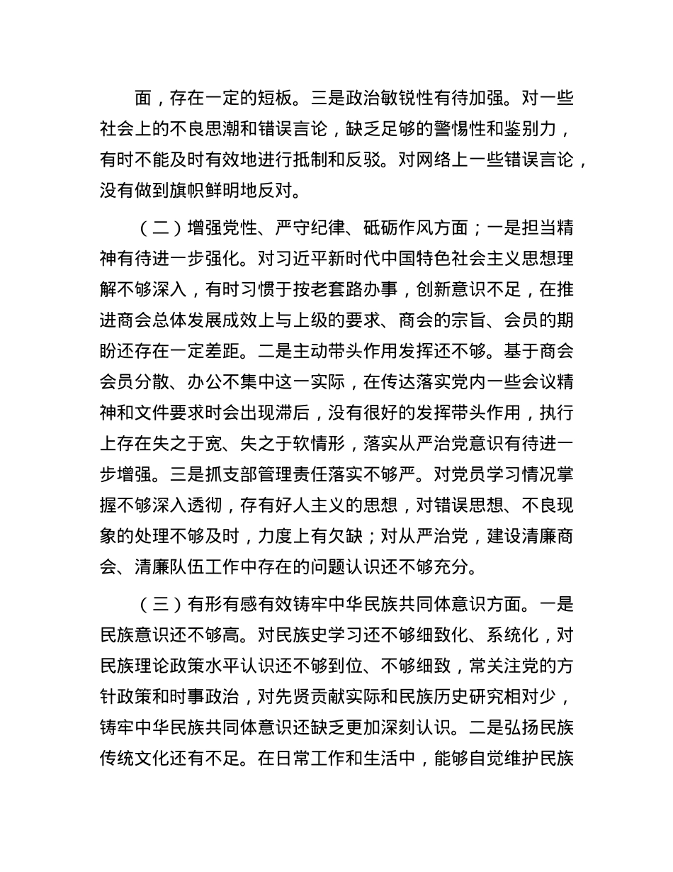 2024年度商会支部书记组织生活会对照检查材料(1).docx_第2页
