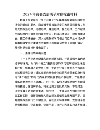 2024年商会支部班子对照检查材料(1).docx