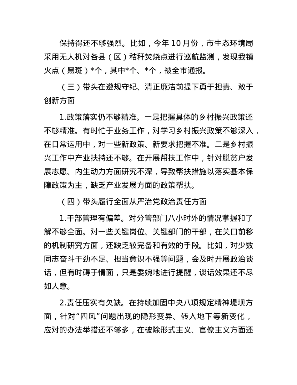 党政领导班子2024年度民主生活会对照检查材料.docx_第3页