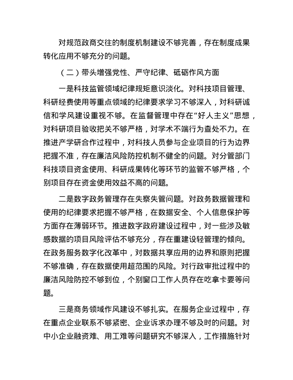 副市长在2024年民主生活会上的对照检查材料（四个带头）(1).docx_第3页