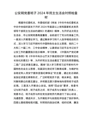 公安局党委班子2024年民主生活会对照检查材.docx