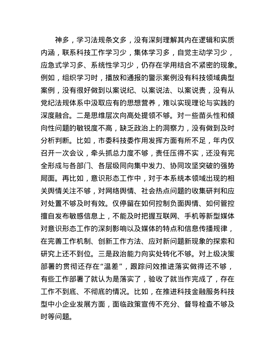 市局领导班子2024年度民主生活会对照检查材料.docx_第3页