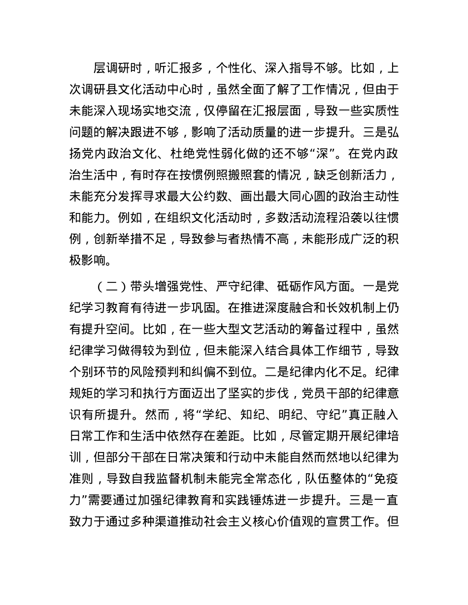 市文旅局局长2024年度民主生活会对照检查材料（含案例剖析）.docx_第2页