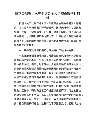 镇党委副书记民主生活会个人对照查摆剖析材料.docx