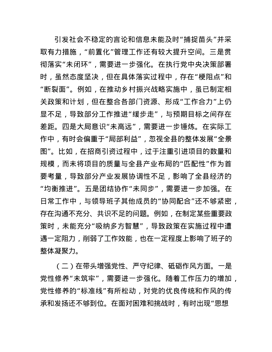 2024年度民主生活会个人对照检视发言材料(1).docx_第2页