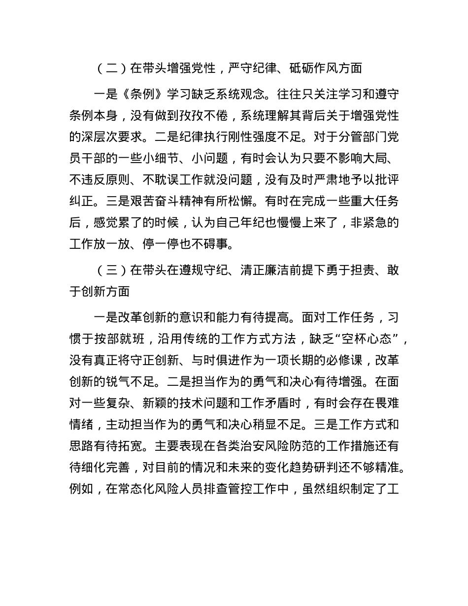2024年度市公安局党委班子民主生活会发言材料.docx_第2页