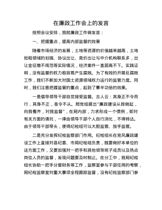 在廉政工作会上的发言.docx