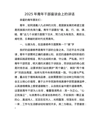 2025年青年干部座谈会上的讲话.docx