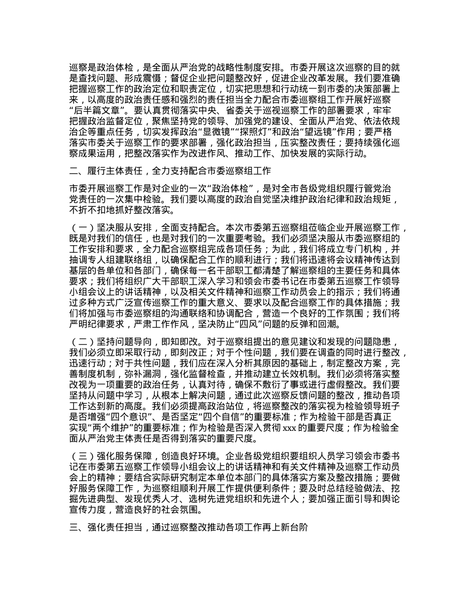 在企业2024年巡视整改反馈意见会上的发言.docx_第2页