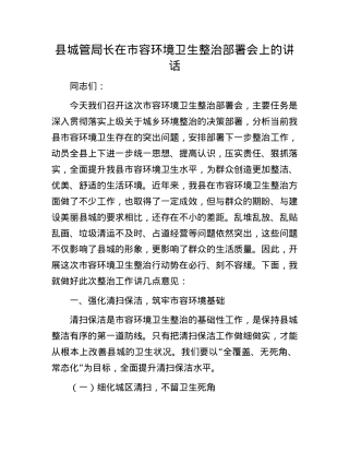 县XX局长在市容环境卫生整治部署会上的讲话.docx