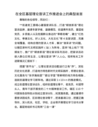 在全区基层理论宣讲工作推进会上的典型发言.docx