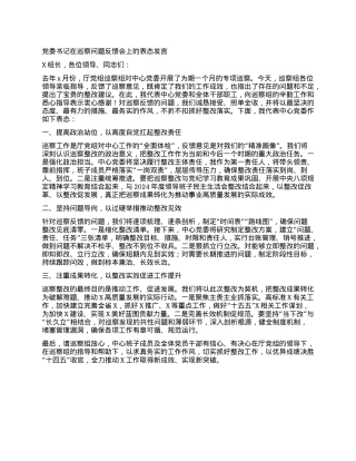 被巡察X委书记在ZZ巡察问题反馈会上的表态发言+巡察反馈意见的整改方案.docx