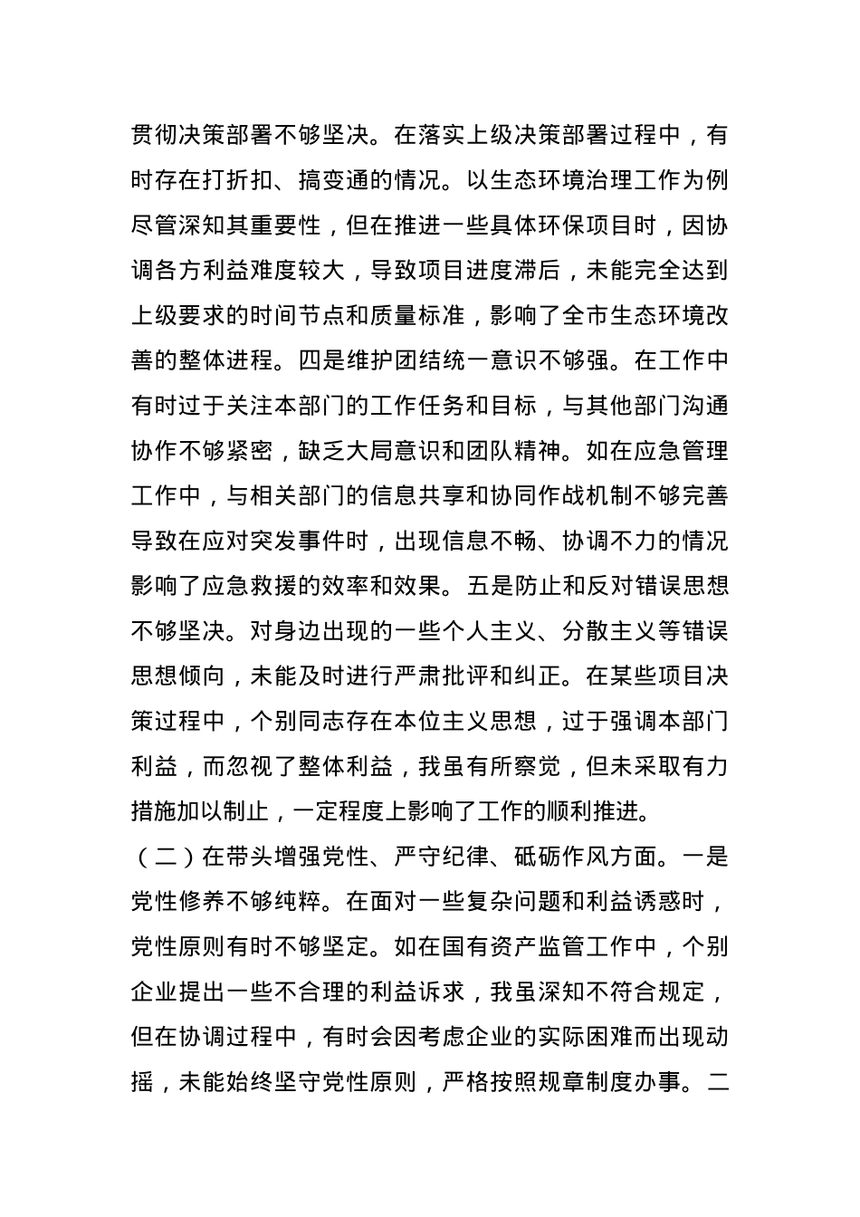 常务副市长关于2024年度民主生活会“四个带头”对照检视发言材料(1).docx_第2页