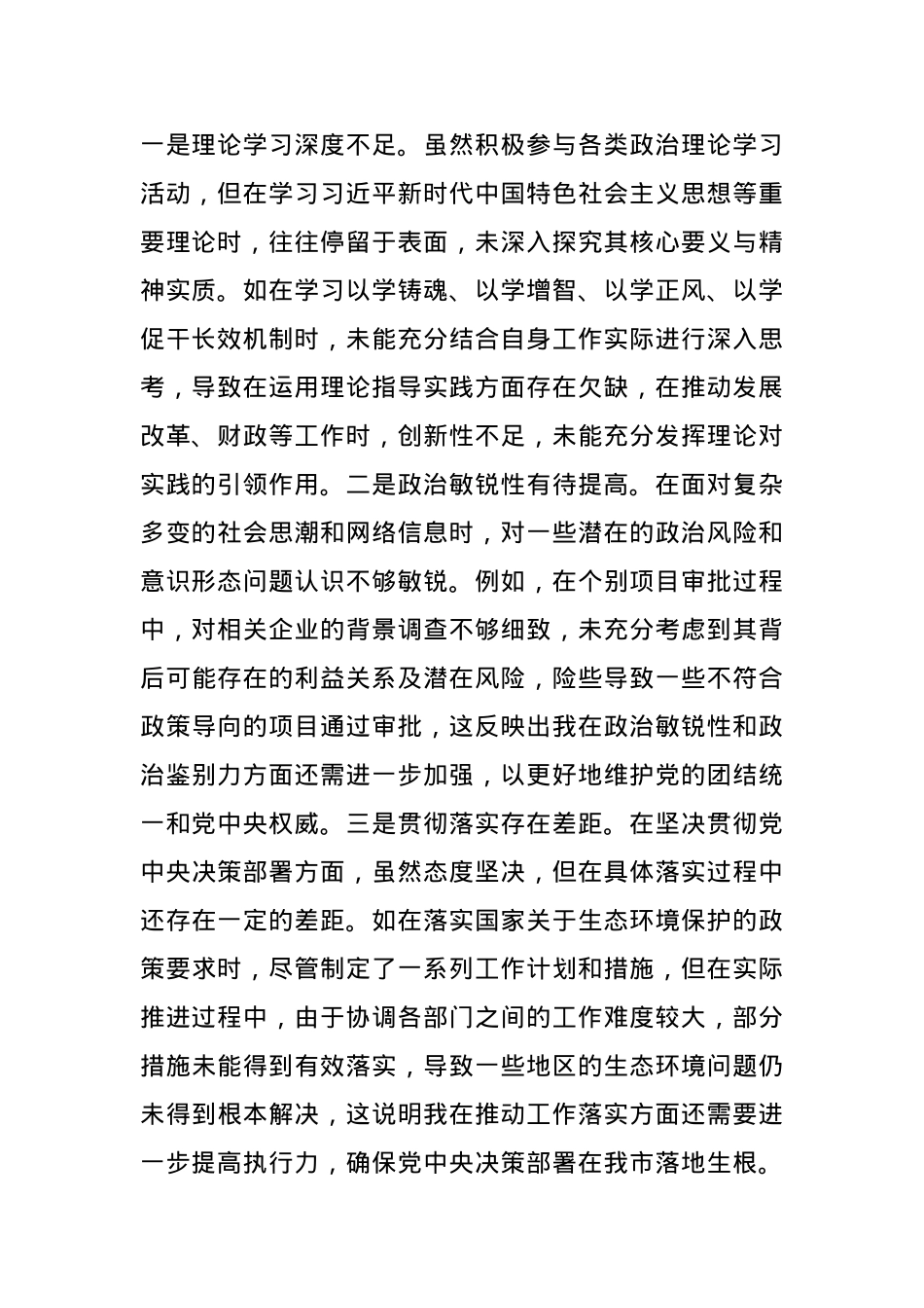 常务副市长关于2024年度民主生活会个人对照检视发言材料（“四个带头”）(1).docx_第2页