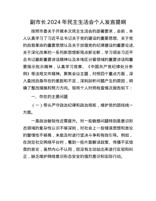 副市长2024年民主生活会个人发言提纲(1).docx