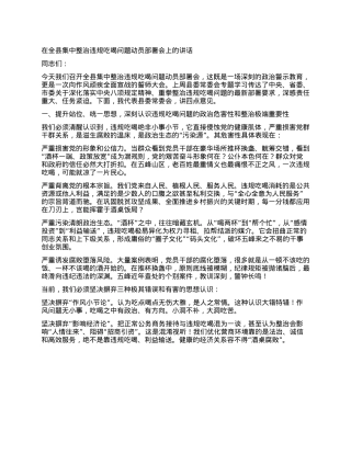 在全县集中整治违规吃喝问题动员部署会上的讲话.docx