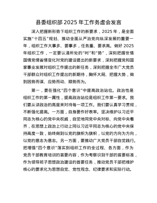 县委组织部2025年工作务虚会发言(1).docx