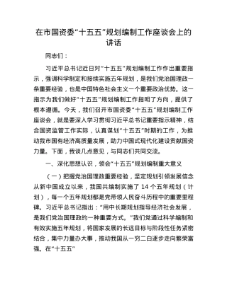 在市国资委“十五五”规划编制工作座谈会上的讲话.docx