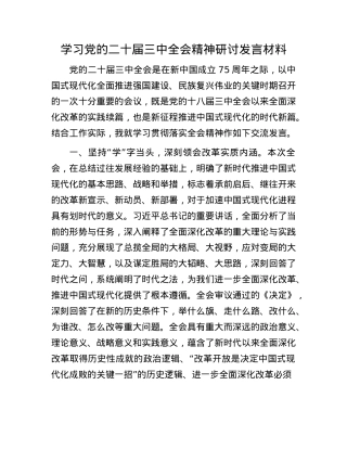 学习X的二十届三中全会精神研讨发言材料.docx
